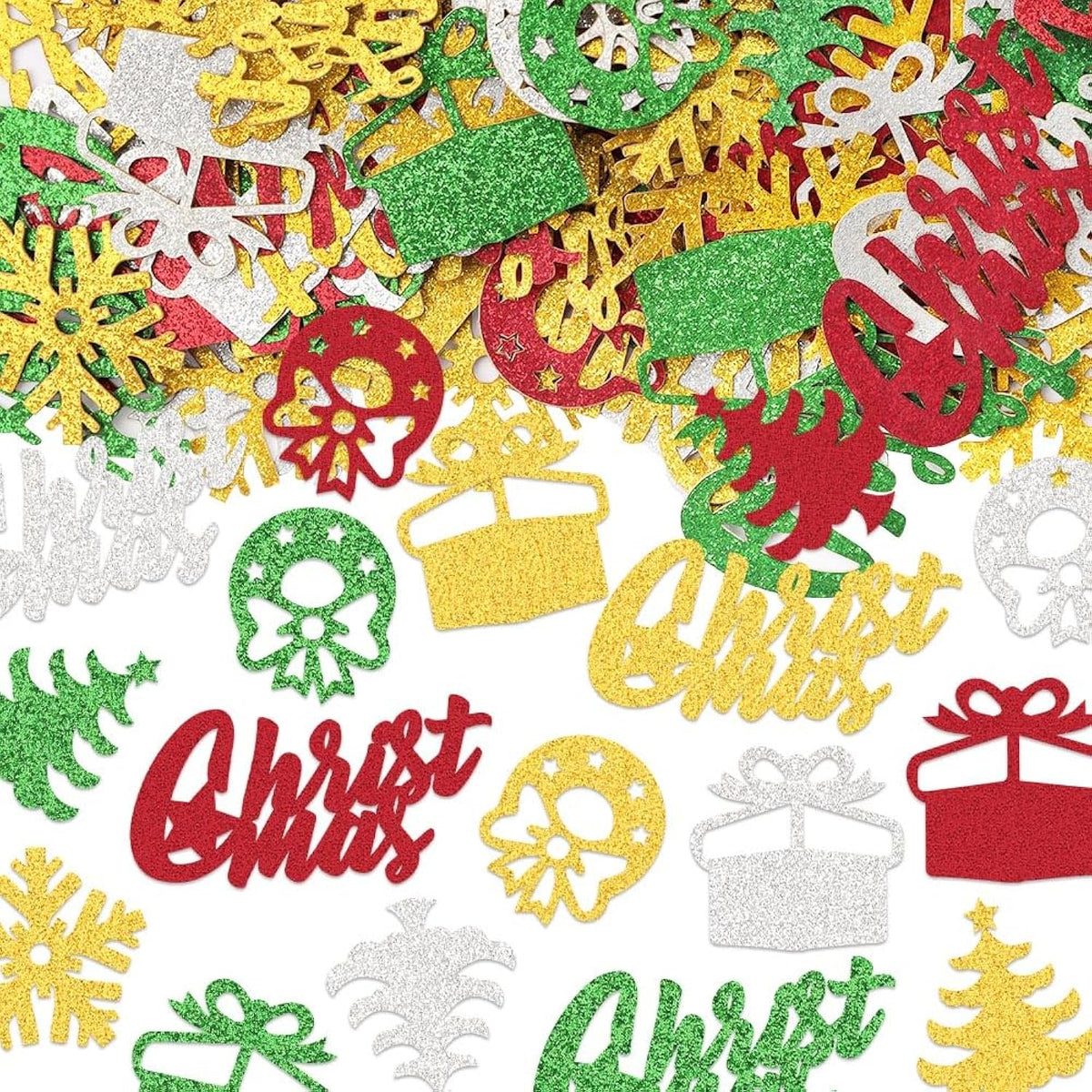 200 Pcs Christmas Confetti Decorations For Table, Xmas Trees Wreath Sequins Glitter Red Green Sliver Table Confetti Snowflake Gift Paper Confetti For Christmas Party Decorations New Year Favors