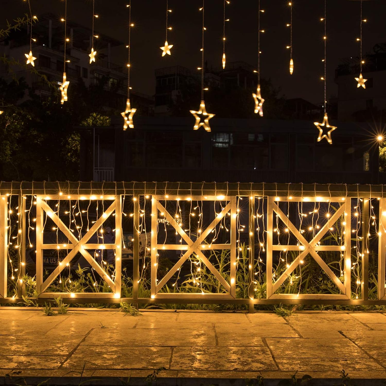 12 Stars 138 Leds Fairy Lights Star String Lights Star Curtain Lights 8 Modes For Christmas Wedding Home Garden Bedroom