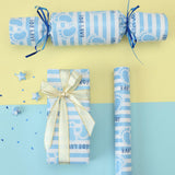 Blue Baby Wrapping Paper Roll-17 Inches X 32.8 Feet, Mini Roll, Footprints And Baby Boy Design Wrap Paper For Baby Shower, Boys' Birthday Party, Newborn, New Moms, Little One, 1St Baby, 1 Roll