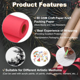 Wrapping Paper, 12"X315"(26') Bulletin Board Paper Roll Kraft Paper Roll Construction 80Gsm For Packing Gift Wrapping Craft Flower Bouquet Christmas, Red