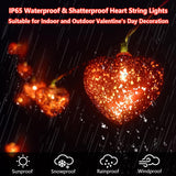 Valentine Heart Lights 6.8Ft 10 Led Valentines Decor Lights With Remote Timer, Battery Powered Heart String Lights Indoo