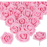 Pink Glitter Roses 30Pcs Pink Roses Artificial Flowers With Glitter 2.56" Artificial Roses With Stems Fake Pink Roses For Baby Shower Decorations Flower Centerpieces For Table (Pink)