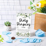 51 Pcs Dirty Diaper Baby Shower Games Funny Wooden Sign With 50 Pcs Mini Diapers Cute Felt For Gender Reveal Party Baby Shower(Greenery Blue)