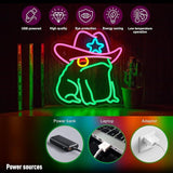 Cowboy Toad Neon Sign Dimmable USB LED Frog Wall Light 13.8 x 12.6 Inch for Man Cave Pub Room Decor