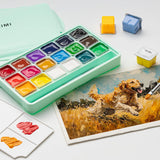 Gouache Paints Set, 18 Colors, 30G, Jelly Gouache Paint Set, Non Toxic Paint For Canvas And Paper, Art Supplies For Professionals, And More (Green Case