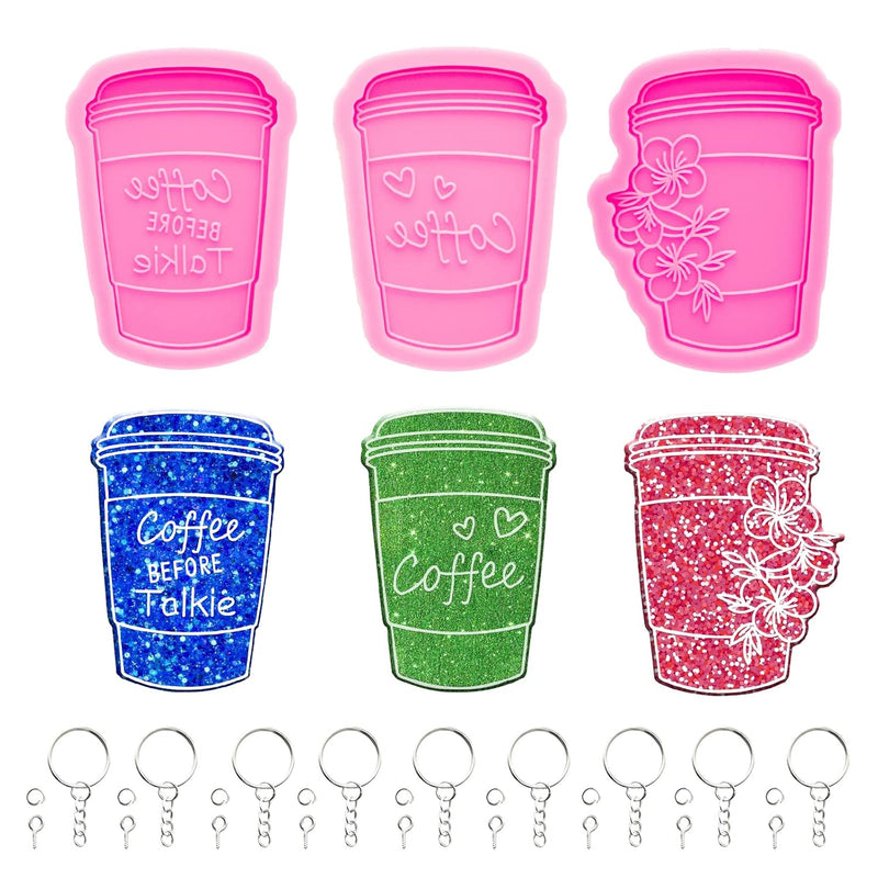 43Pcs Resin Molds Silicone Kit, 3Pcs Shiny Glossy Coffee Cup Shape Sil