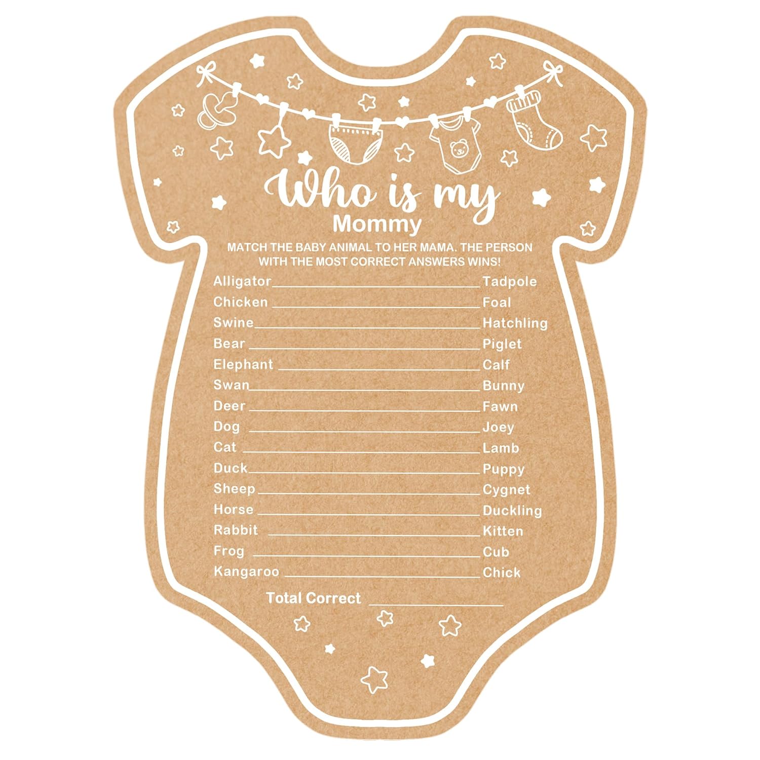 Baby Shower Games, Who Is My Mommy Baby Shower Game, Set Of 30 Cards, Baby Games For Baby Shower, Baby Shower Decorations, Baby Shower Ideas, With Answer Keys
