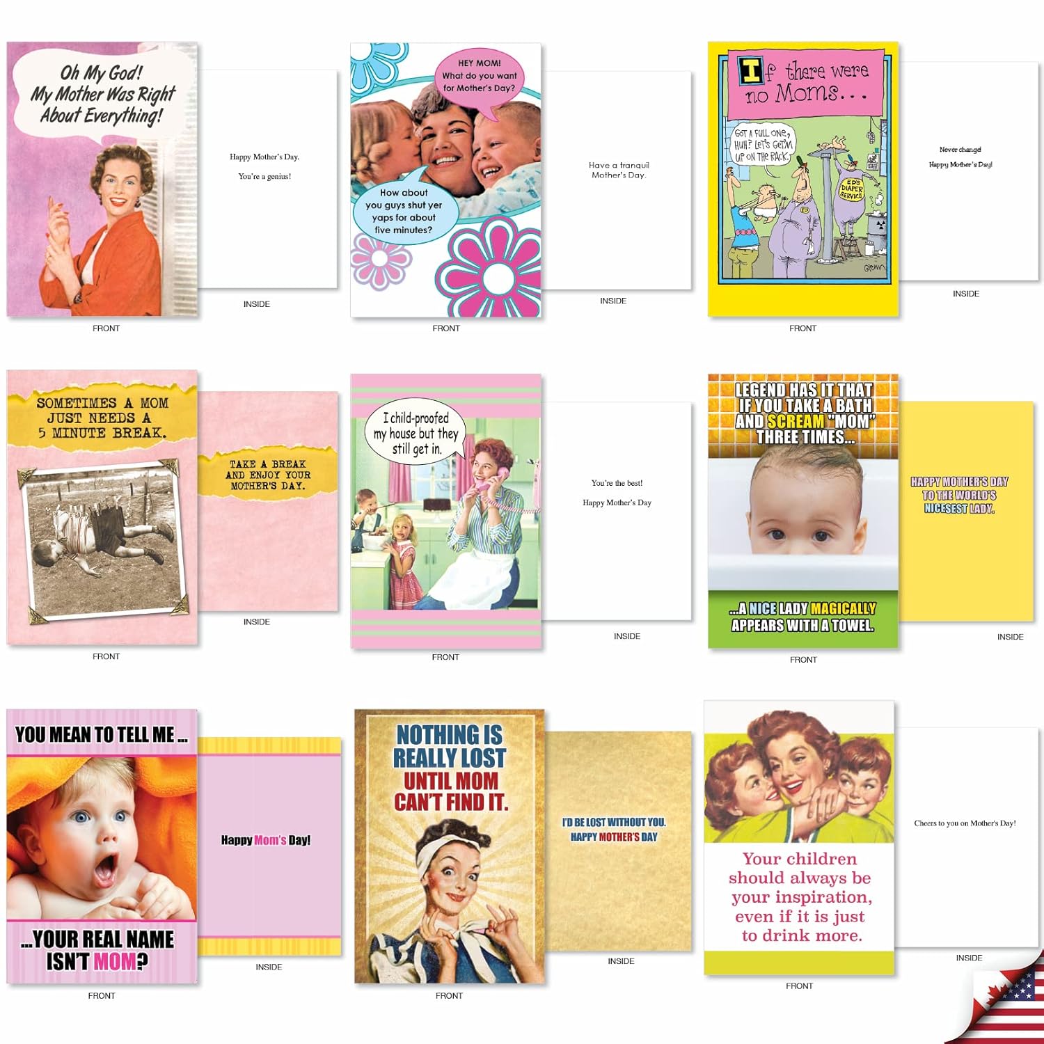 - 36 Assorted Funny Mother'S Day Greeting Cards Bulk Box Set W/ 5 X 7 Inch Envelopes, Humor For Moms, Daughter, Sister, Girlfriend (36 Designs, 1 Each) Mother Lode Ac9379Mdg-B1X36