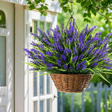 Artificial Plants Flowers Outdoor – 24 Bundles Uv Resistant Faux Lavender Flowers With Monkey Grass For Garden Porch Window Patio Hanging Planter Decor