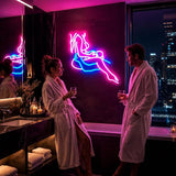 Lady Neon Sign Pink Blue LED Wall Light USB Powered for Bedroom Bar Office Room Decor
