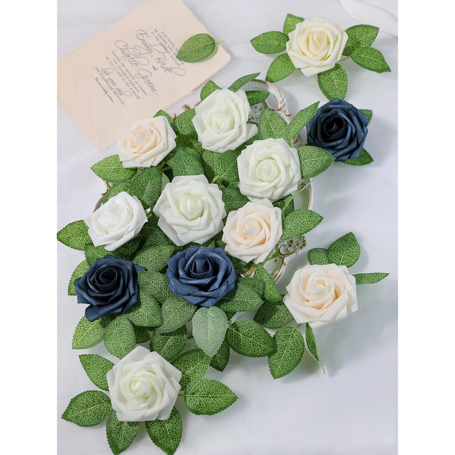 Artificial Flower 25Pcs Real Looking Ivory White Fake Foam Roses With Stems For Diy Wedding Bouquets Gifts Bridal Shower Faux Floral Centerpieces Arrangements Home Party Tables Decorations