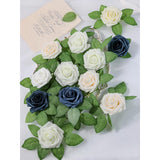 Artificial Flower 25Pcs Real Looking Ivory White Fake Foam Roses With Stems For Diy Wedding Bouquets Gifts Bridal Shower Faux Floral Centerpieces Arrangements Home Party Tables Decorations