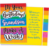 Grandson Birthday Card - Large Card Opens To 10" X 7.75" - Made In Chicago - Super Colorful Birthday Design - Premium Envelope & Sturdy Mailer 95788
