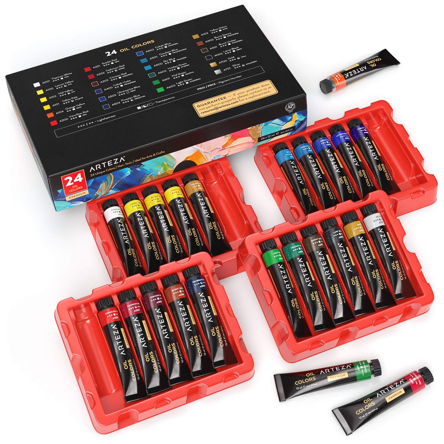 Oil Paint Set – 24 Multicolor Tubes (0.4 Fluid Ounces Each), Vibrant Oil-Based Paints For Canvas & Art Projects