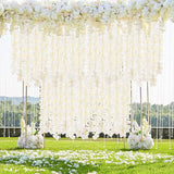 40Pcs Artificial Wisteria Hanging Flowers, 3.3Ft Artificial Wisteria Garland, White Hanging Wisteria Flower Vines Rattan, Reusable Silk Flowers String For Wedding Arch Party Garden Home Decor