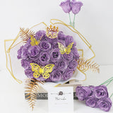 Artificial Glitter Roses - 24 Pack Diy Fake Shiny Floral For Crafts Wedding, Anniversary, Mother'S Day,Birthday And Valentine'S Day Lilac