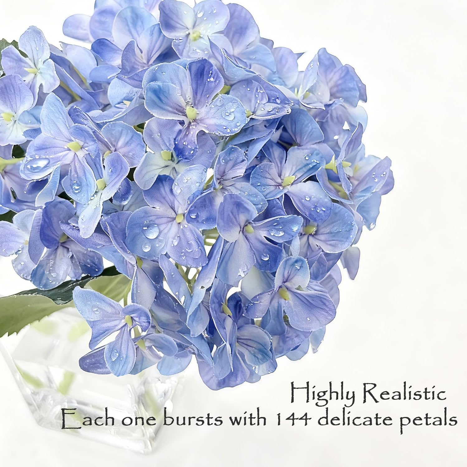 Hydrangea Artificial Flowers With Vase, Real Touch Silk Artificial Hydrangeas Faux Hydrangea Flowers Bathroom Office Coffee Table Centerpieces, Fake Hydrangea Flowers Floral Arrangements In Glass Vase