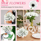 42 Pcs Artificial Poppy Flowers Bulk Pu Silk Poppy Flowers 11 Inch Anemone Stems Artificial Floral Table Centerpiece Decor For Halloween Wedding Home Party Veterans Supplies(White)