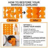 15 Pack Marigold Garland For Decoration 5 Ft Long Strands Faux Artificial Marigold Flowers For Dia De Los Muertos Diwali Indian Wedding Party Decorations(Light Orange)