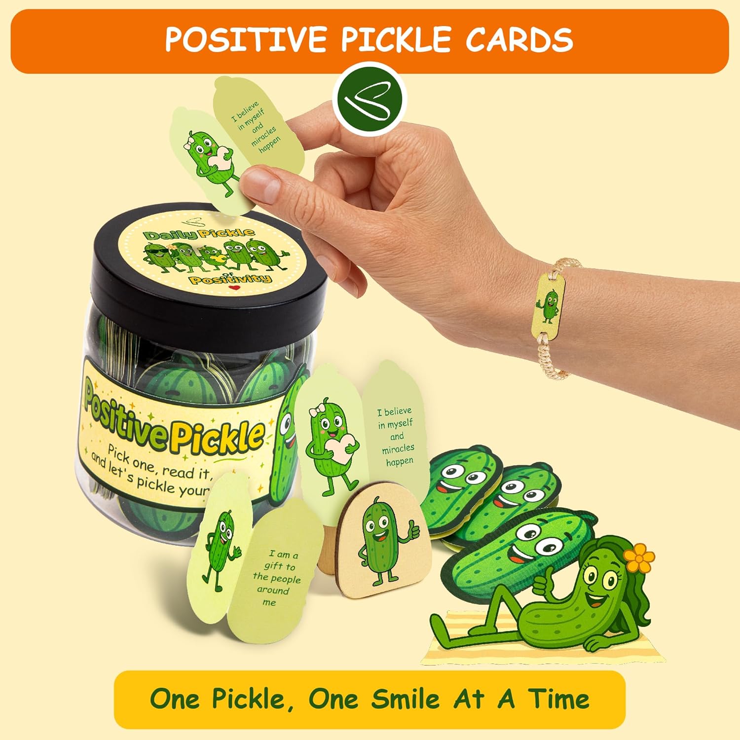 60 Positive Pickle Affirmation Cards Jar - Funny Valentines Day Gifts For Teen Girls Trendy Stuff, Valentine Pickle Gifts For Women, Cute Birthday Gift For Friends, Daughter, Sister, Adult