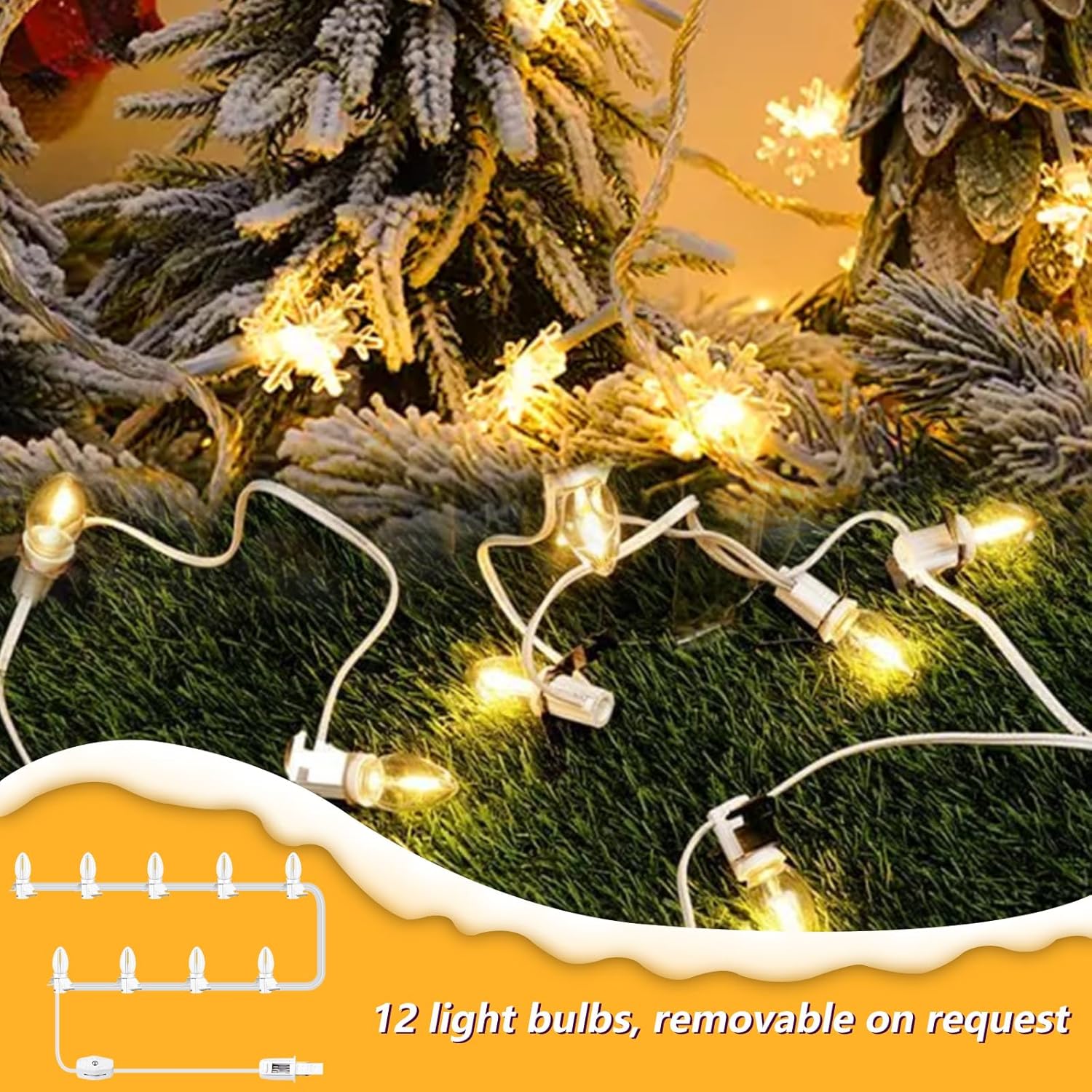 For Christmas Village Houses Craft Decoration Led Light Bulb C7 Cord Clip Lights Christmas Cabin Accessory Cord With 12