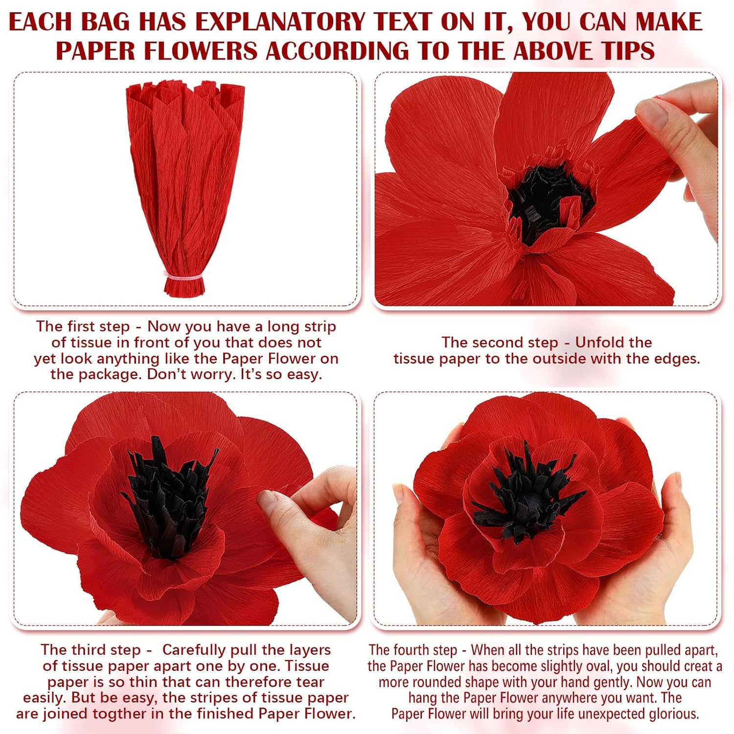 30 Pcs Artificial Red Poppy Flowers Veterans Day Large Poppies Fake Flowers For Halloween Memorial Day Wicked Birthday Carnival Back To School Party Backdrop