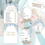 Bridal Shower Games, Blue Hydrangea Wildflowers Wedding Party Decorations Supplies, He Said She Said Game Cards For Spring Bachelorette Engagement Wedding Party, Minimalist, 11