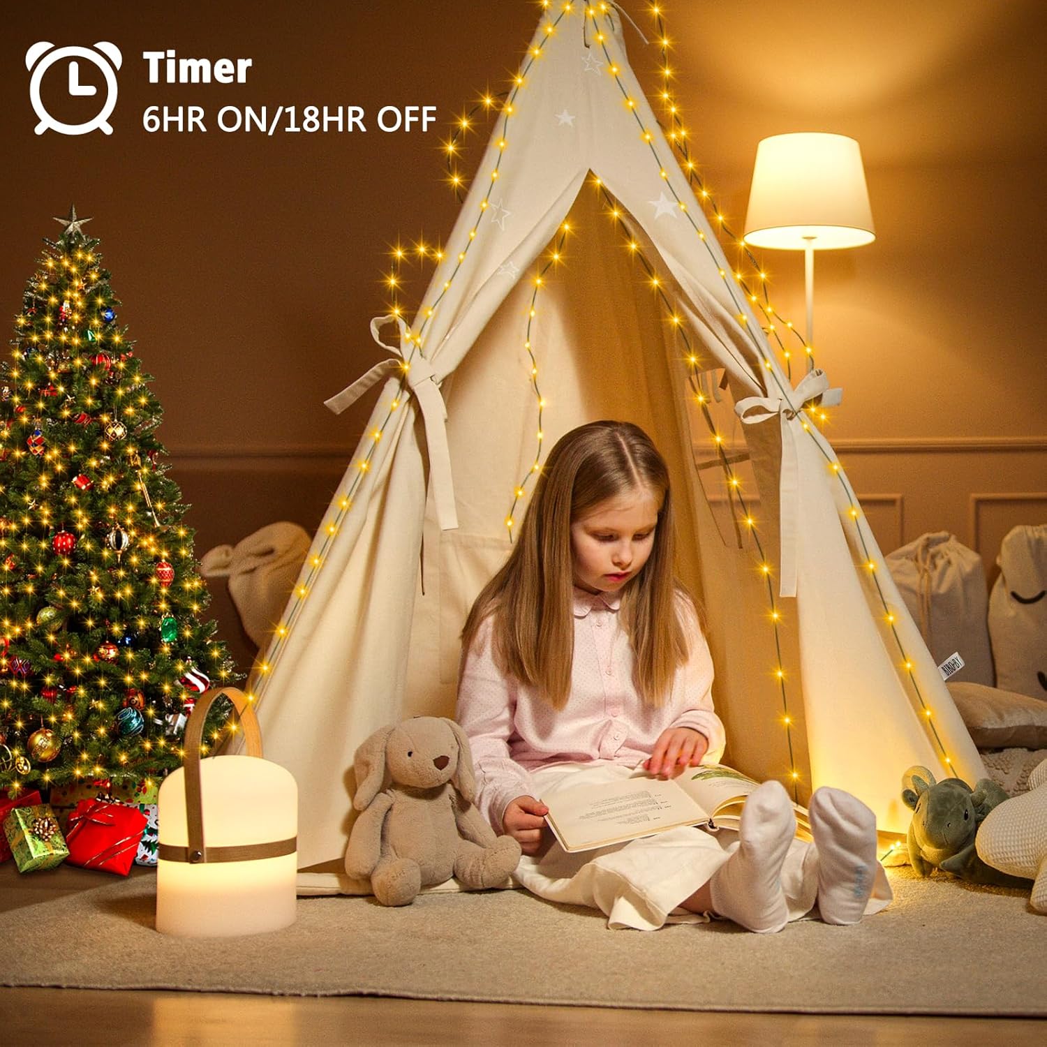 2 Pack Timer Fairy Lights Battery Operated, 16.4Ft 50 Led Dark Green Wire Micro Starry Twinkle Light With Auto Waterproo