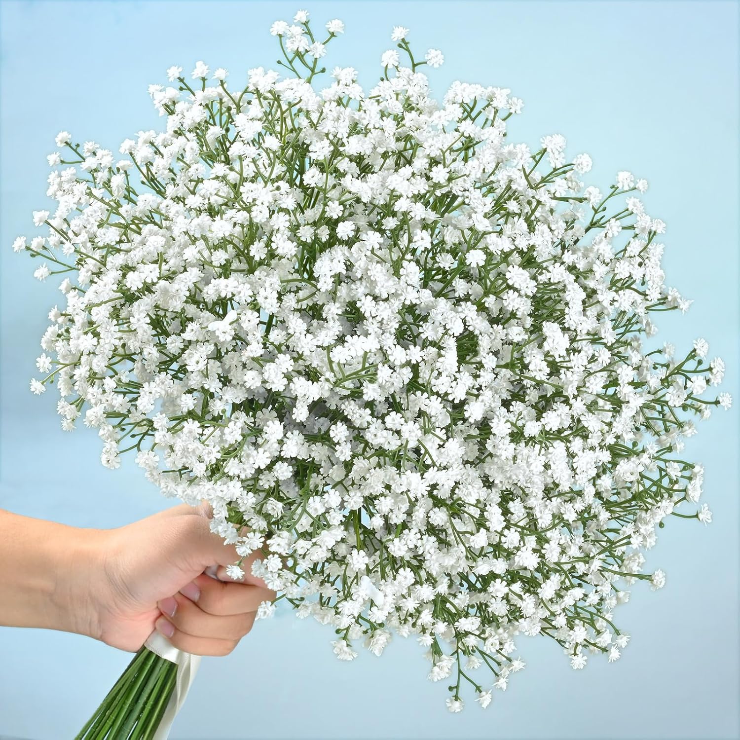 Babys Breath Artificial Flowers, 20Pcs Baby Breath Flowers Artificial Bulk, Fake White Gypsophila Babies Breath Real Touch Flowers For Wedding Bouquet Floral Arrangement Party Home Decor