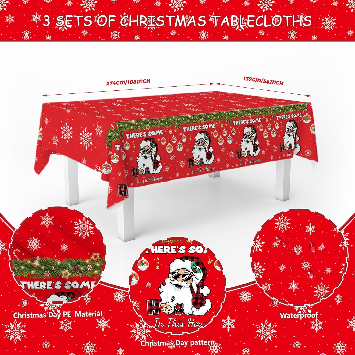 Merry Christmas Santa Tablecloths Funny Christmas Party Decorations Xmas Red Table Cover For Winter Friendsmas Party