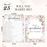Wildflowers Wedding Shower Games, 20 Questions About The Bride, 25 Elegant Bridal Shower Activity For Bachelorette Engagement Party Supplies Favors - B04