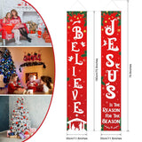 Christmas Front Porch Banners Religious Nativity Scene Sign New Year Hanging Banner Believe Jesus Is The Reason For The Season Xmas Decor For Front Door Winter Holiday Wall Decor, 12 X 71 Inch