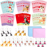 30 Pack Valentines Cards Classroom Kids Dogs Puppy Valentines Day Cards With Keychains Valentine Gift Set Exchange Boys Girls Goody Bag Favors