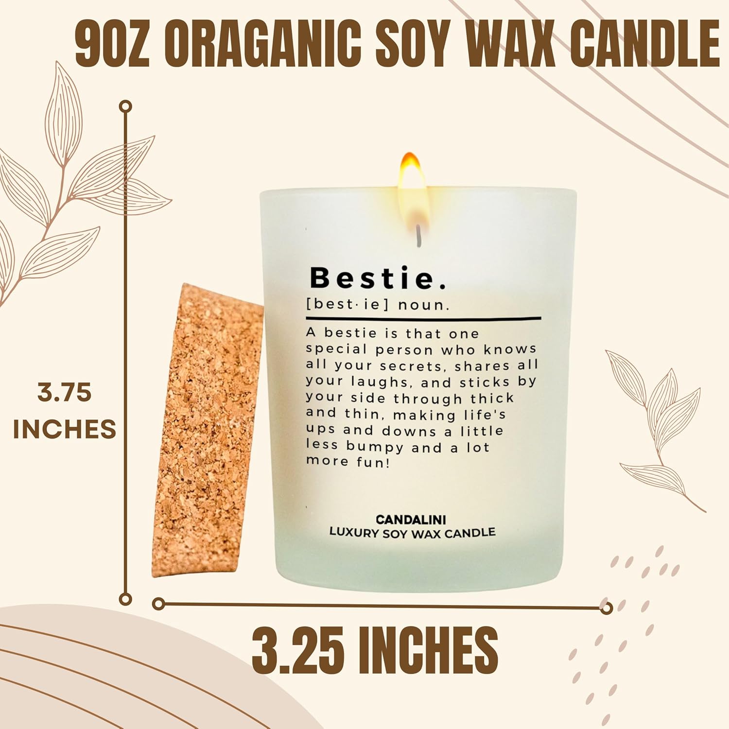 Bestie Definition Candle | Comes In Gift Box | 8Oz Luxury Candle Soy Wax Vanilla Blend | Unique Gift For Bff, Best Friend, Bestie, Girlfriend | 40+ Hours Burn Time