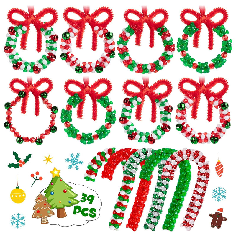 Christmas Crafts For Kids, Beaded Ornament Kit- 39Pcs Diy Christmas Ornaments