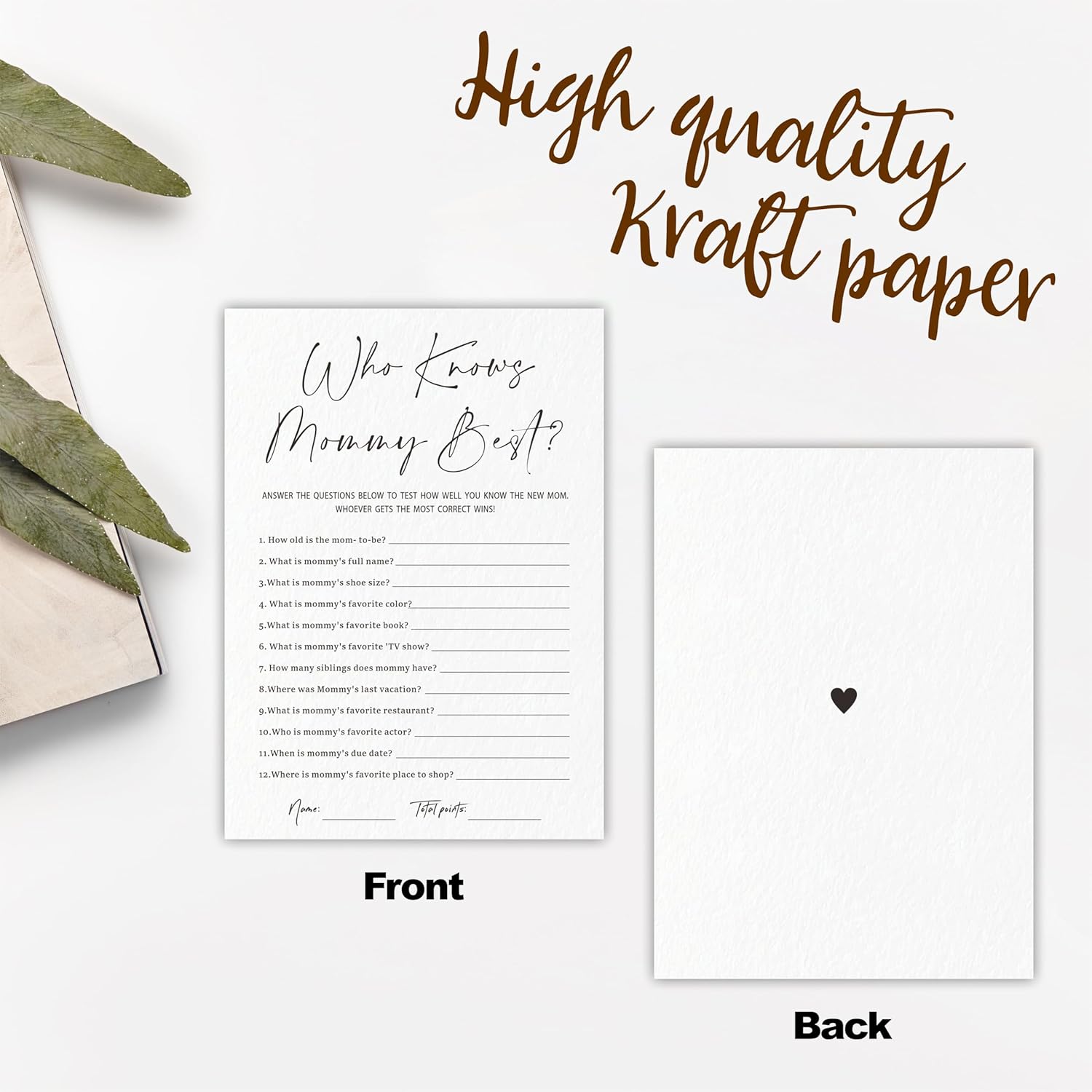 30 Who Knows Mommy Best Game Cards For Baby Shower - Minimalism White Double-Sided Fill In Advice Cards For Baby Announcement, Gender Reveal, New Parents-To-Be Party Favor & Supplies - C04