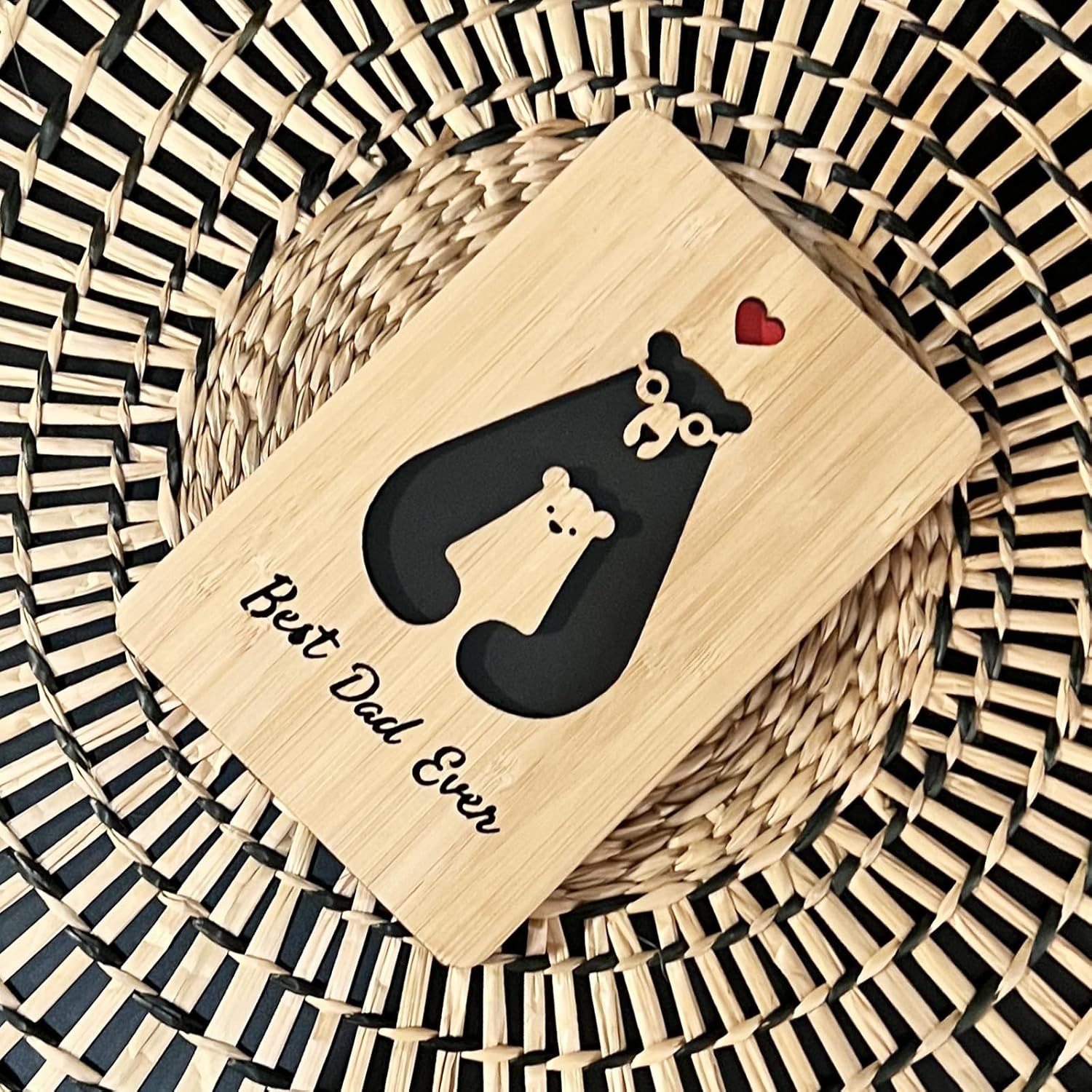 Fathers Day Cards,Handmade Bamboo Greeting Cards,Wooden Thankyou Card,Father'S Day Card For Dad,Best Dad Ever