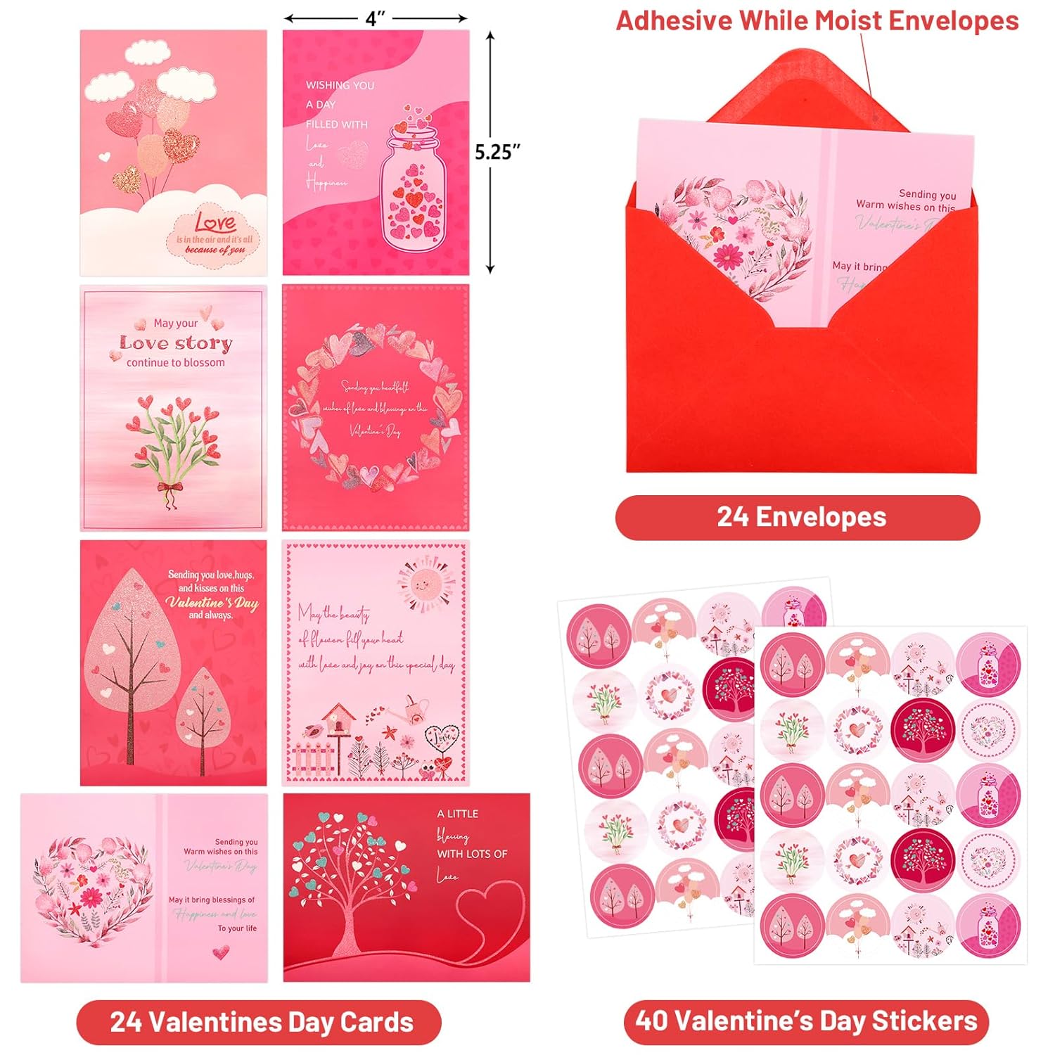 24 Pack Valentines Day Cards With Envelopes Religious Glitter Valentine'S Cards With Envelopes Blessings Note Blank Inside 4 X 5.25