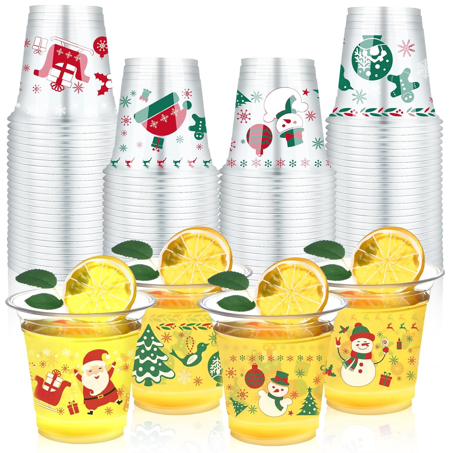 60 Pieces Christmas Clear Plastic Cups Christmas Disposable Plastic Cups Christmas Party Decorations Party Supply Plastic Cups Merry Christmas Party Supply For Beer