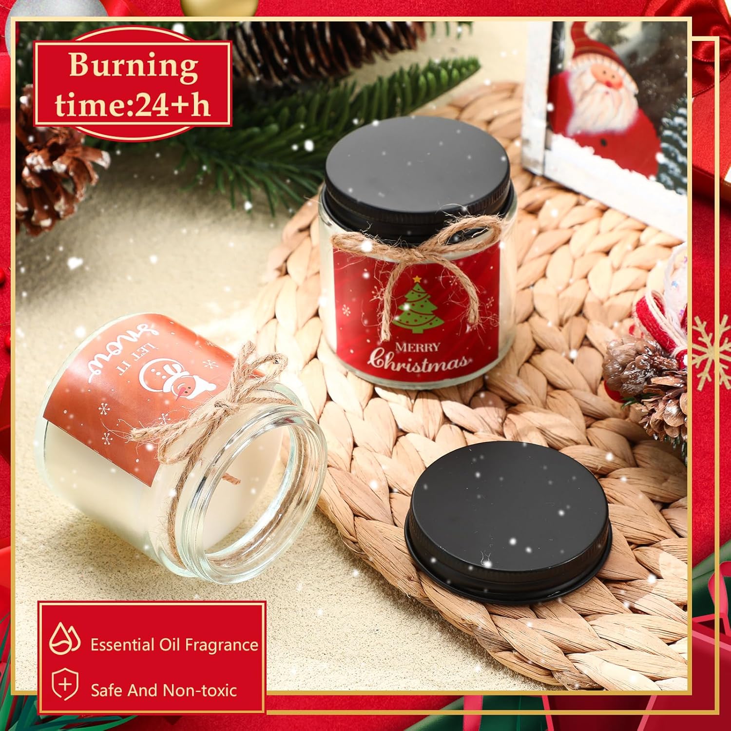 6 Pcs Christmas Candles Gifts Bulk Scented Candle Jars For Coworkers Women Aromatherapy Candles For Home Xmas Birthday Gifts Yoga(Bright Style)