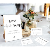 Guessing Game, Wooden Sign With Stand & 50 Cards, Party Games & Activities, 5X7 Inches, Love Theme, Bridal & Baby Showers, Office Parties