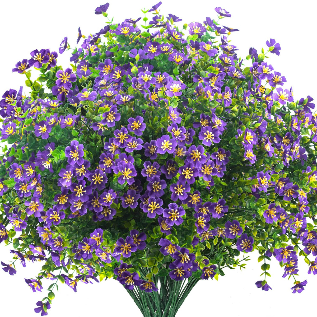 Outdoor Artificial Flowers Uv Resistant & Fade Proof, 12 Pack Realistic Fake Flowers For Garden, Patio, Lawn Decor - Weatherproof Plastic Plants (Purple)