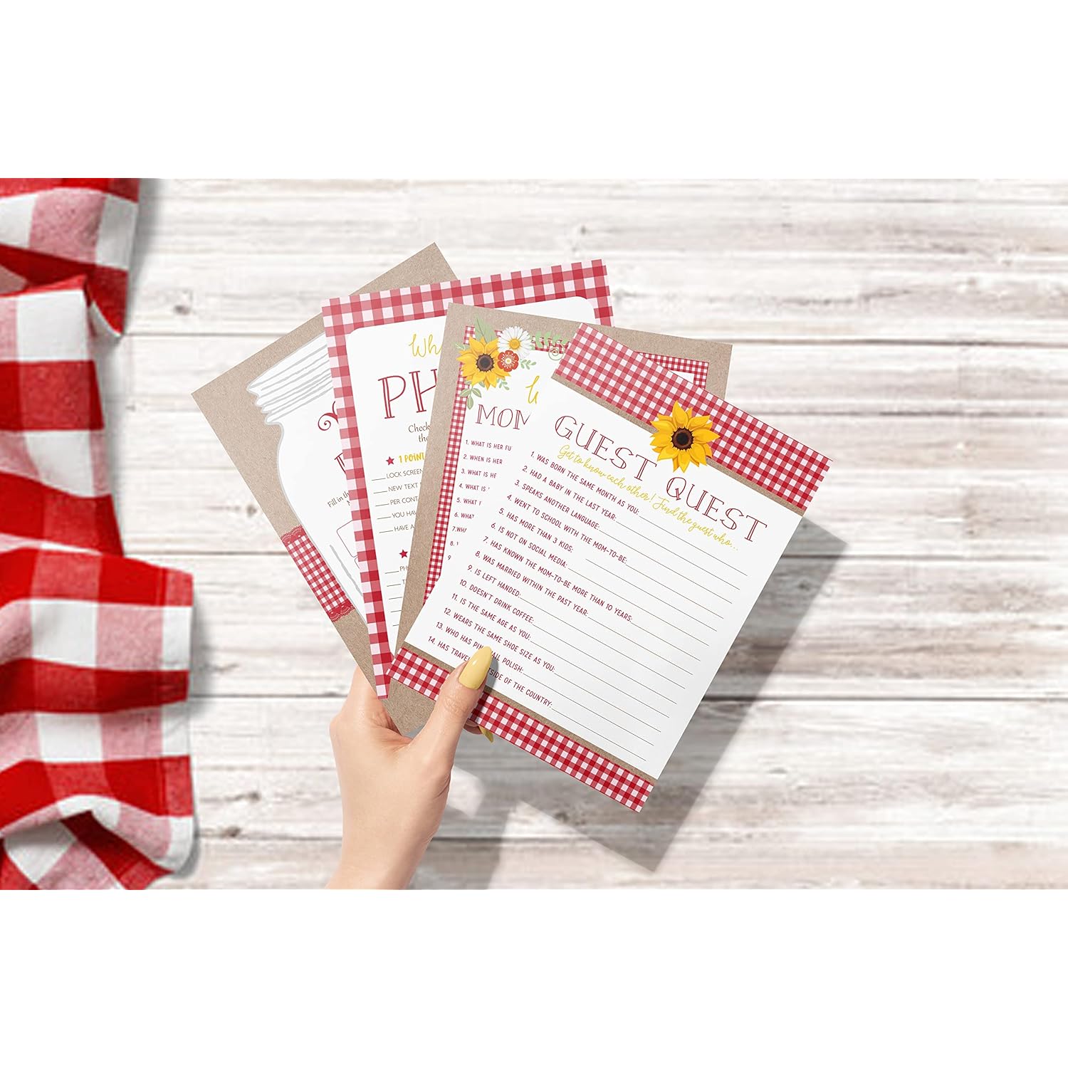 Bbq Baby Shower Games - Babyq Bingo, Find The Guest, What'S In Your Phone, Who Knows Mommy Best - 25 Games Each, Printed Front And Back, 1 Game Per Side
