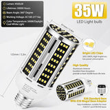 6 Pack 35W LED Corn Light Bulbs 300W Equivalent 5000K Daylight 5000 Lumens E26 E39 Base