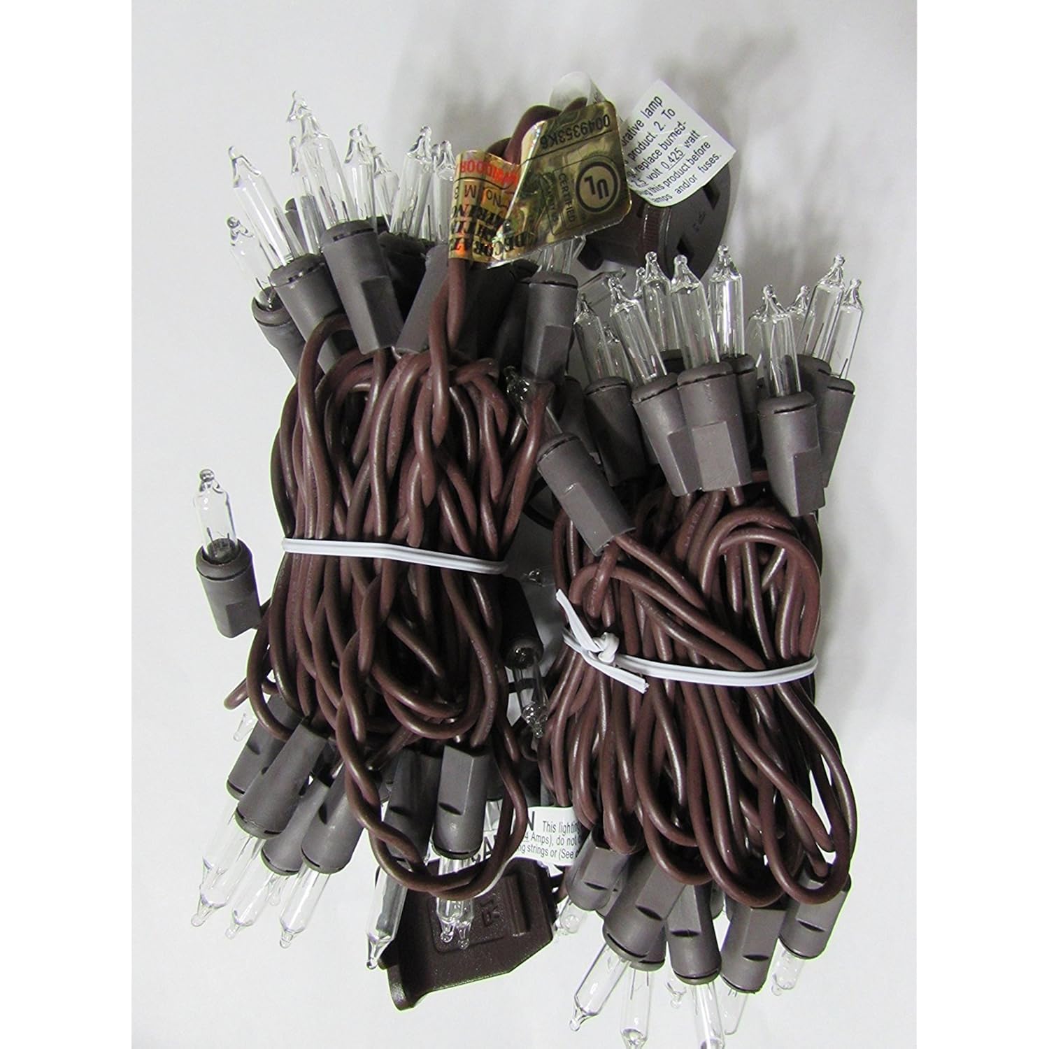 Holiday Pride Clear Christmas Lights With Brown Wire - 100 Count - Warm White Christmas Tree Lights With Brown Cord (22.