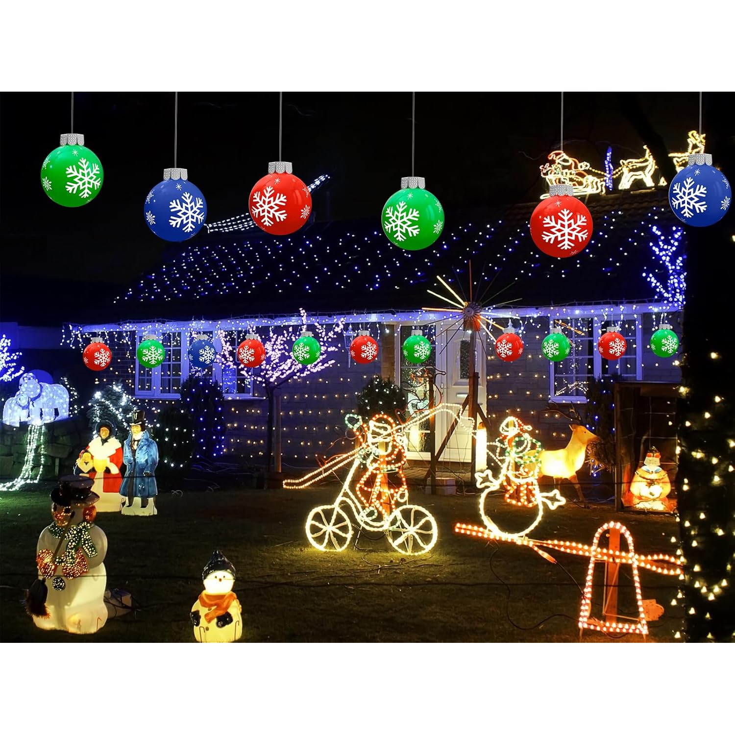 12 Pcs Outdoor Christmas Decorations, Large Inflatable Balls For Yards, Lawns, Porches, Gardens, Front Doors Or Windows
