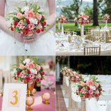 Artificial Flowers Valentine'S Day Decorations Silk Rose Bouquets With Hydrangea Faux Flowers Indoor Silk Floral Arrangements For Home Table Centerpieces Wedding Valentines Day Decor