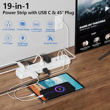 15 Outlet Surge Protector Power Strip 4 USB Ports USB C 5FT Cord Flat Plug White