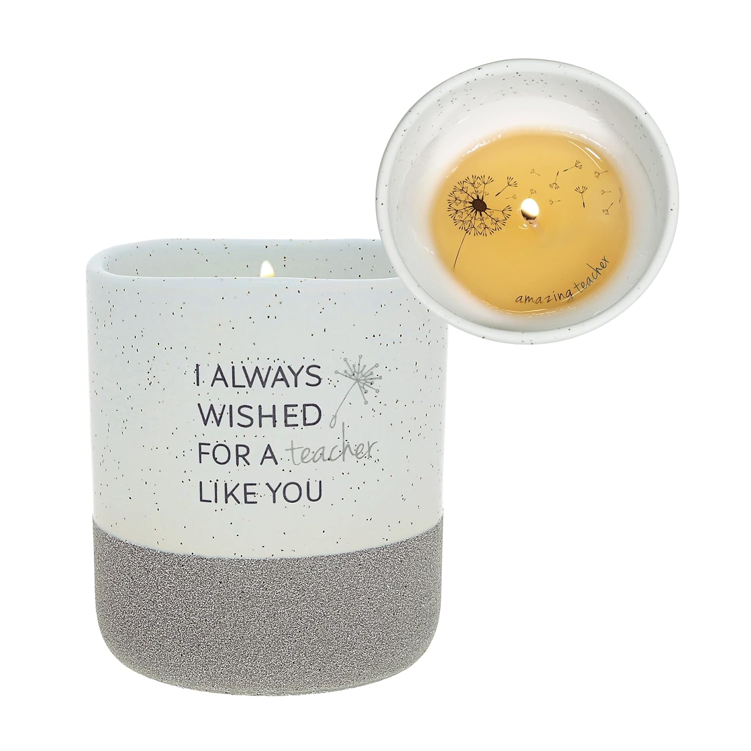 Pavilion Gift Company - I Always Wished for A Teacher Like You 10 Ounce Surprise Hidden Message Natural Soy Wax Candle Jasmine Scented, 1 Count (Pack of 1), 3.5” x 4”