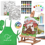 52Pcs Acrylic Paint Set With Table Easel, Art Painting Kit With Acrylic Paints, Canvas Panels, Paintbrushes, Canvas Supplies Kit For Kids, Adults, Beginners, And Artists, Green